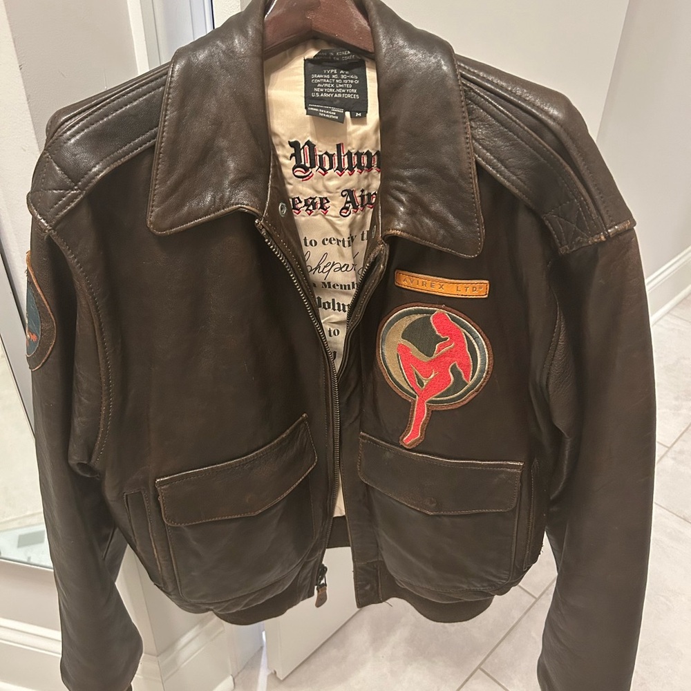 Avirex Brown Bomber Jacket Vintage-Inspired Leather